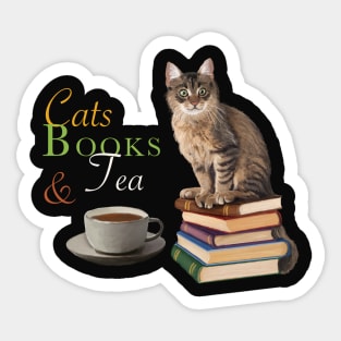 Cats, books and tea Sticker